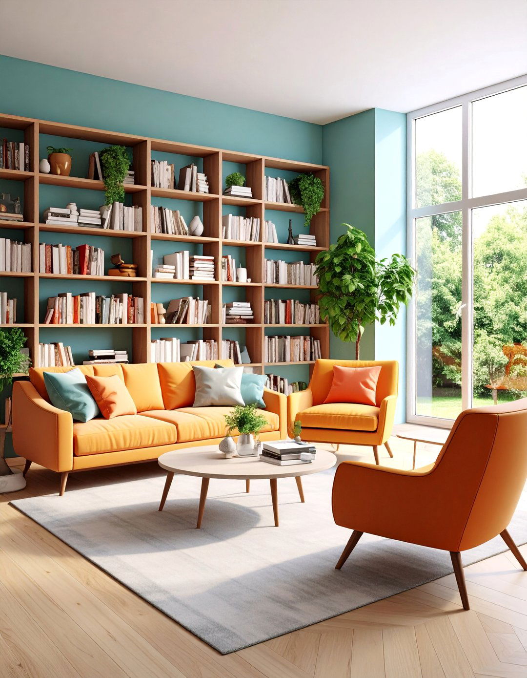 Taupe Living Room with Built in Bookshelves - 25 Taupe Living Room Ideas