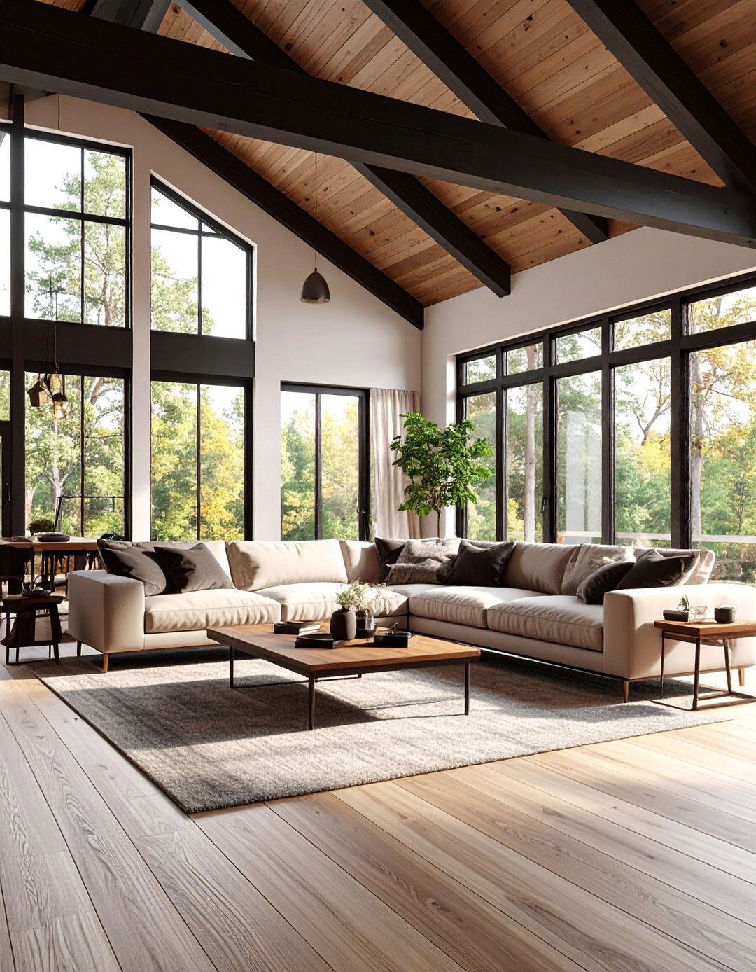 Taupe Living Room with Dramatic Dark Accents - 25 Taupe Living Room Ideas