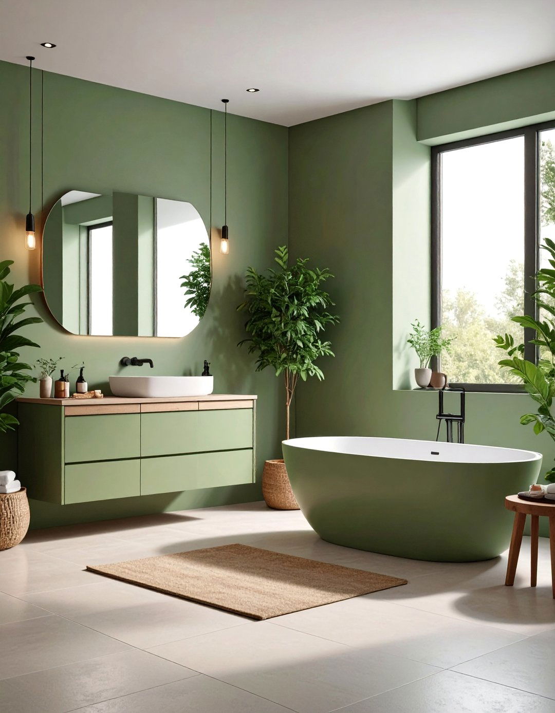 Taupe Minimalist Bathroom with Floating Vanity - 25 Neutral Bathroom Ideas