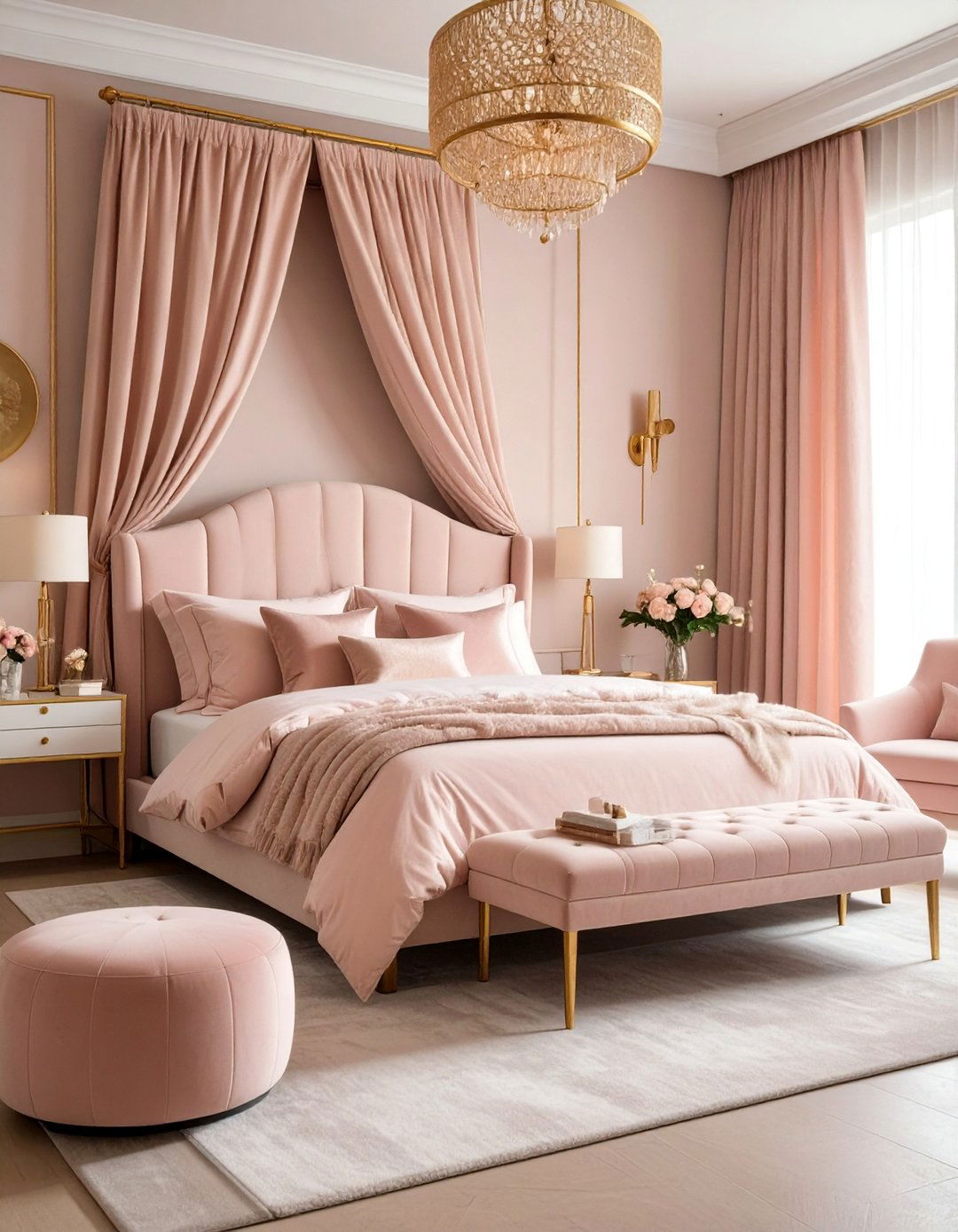 Taupe and Pink Feminine Bedroom Retreat - 25 Taupe Bedroom Ideas