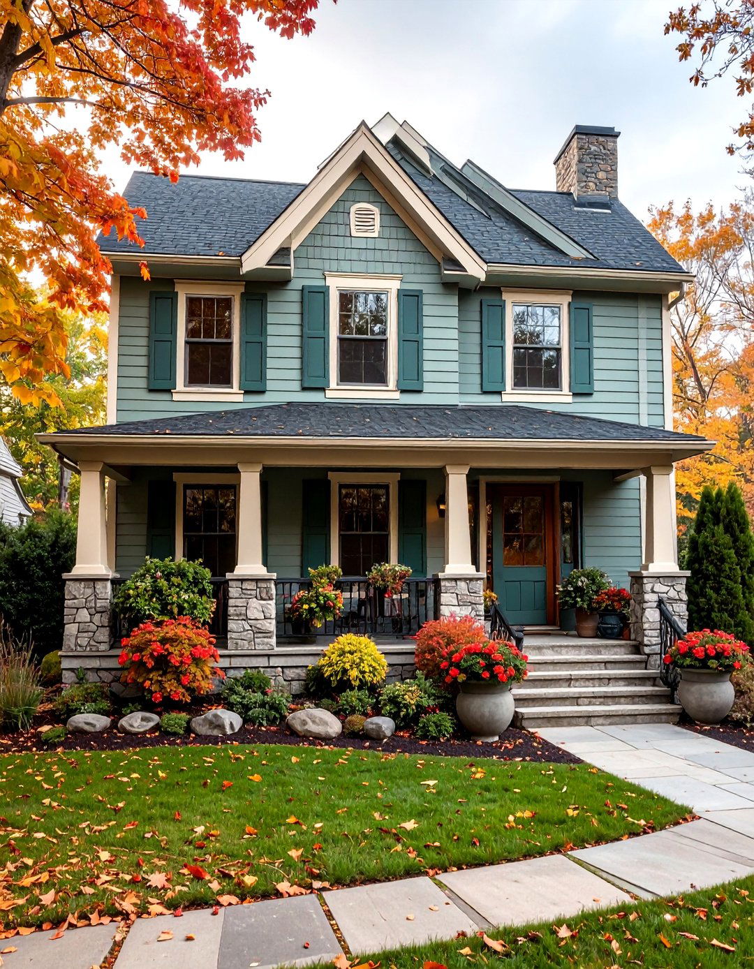 Taupe with Sage Green Harmony - 25 Exterior Taupe House Color Combinations