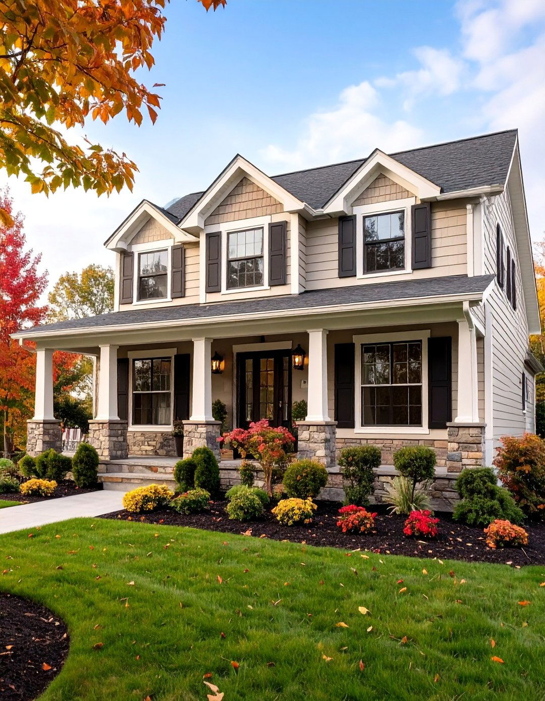 Taupe with White and Black - 25 Exterior Color Palettes for Small Homes
