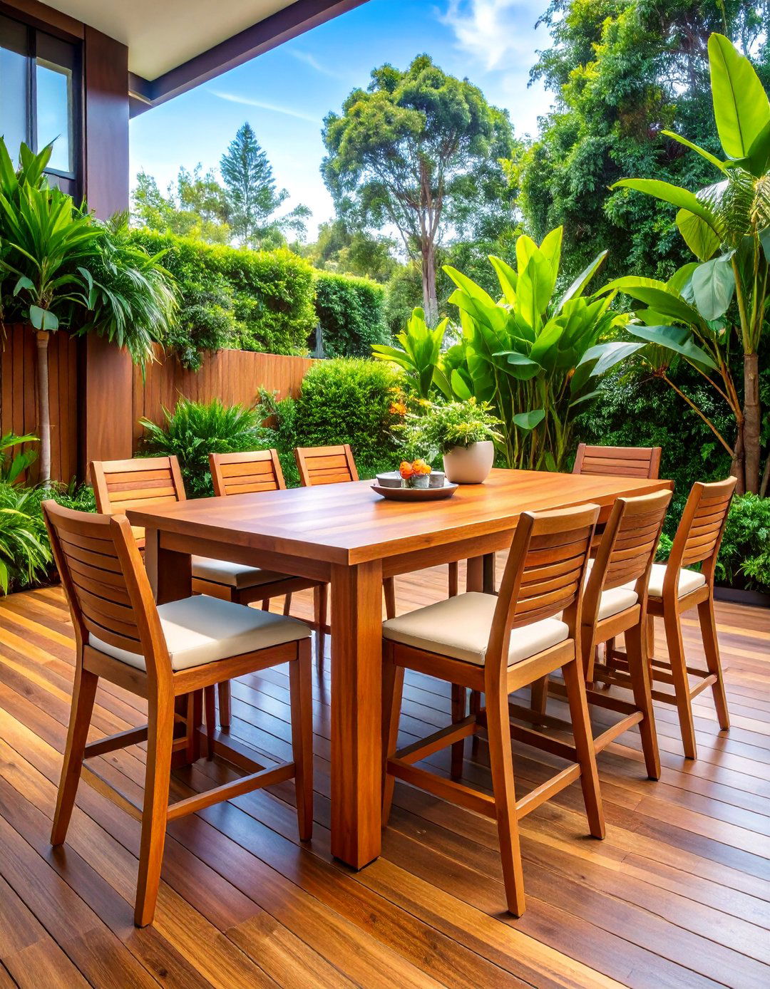 Teak Wood Bar Height Dining Set - 25 Patio Furniture Ideas