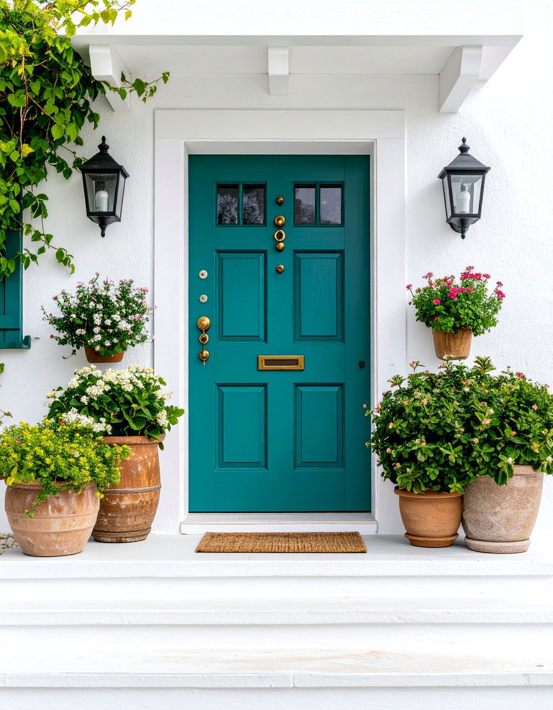 Teal Blue Green with Coastal Elements - 25 Front Door Color Ideas