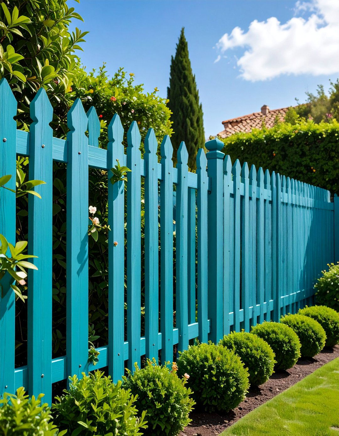 Teal Fence with Trending Appeal - 25 Garden Fence Colour Ideas