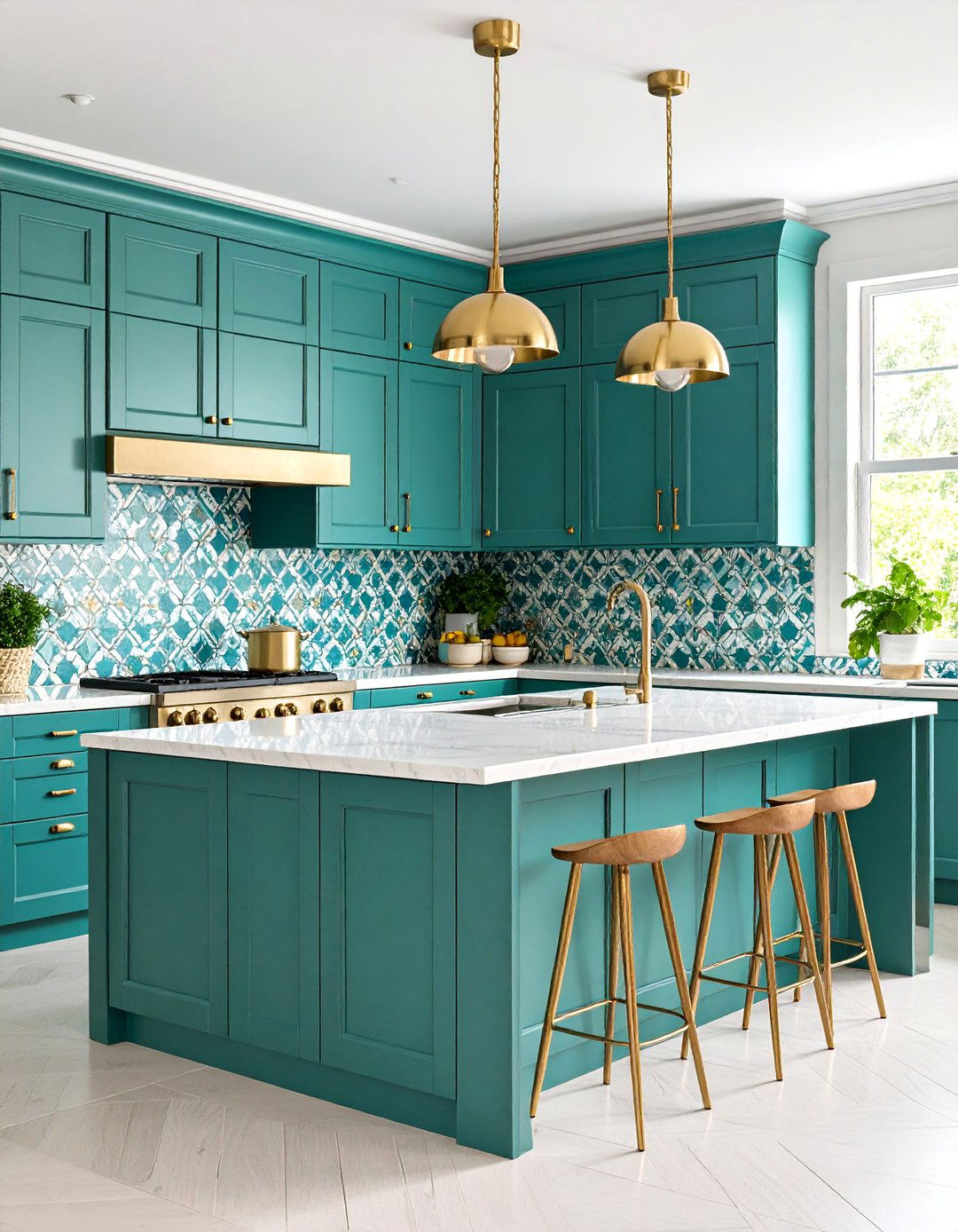 Teal Kitchen with Mosaic Tile Backsplash - 25 Teal Kitchen Ideas