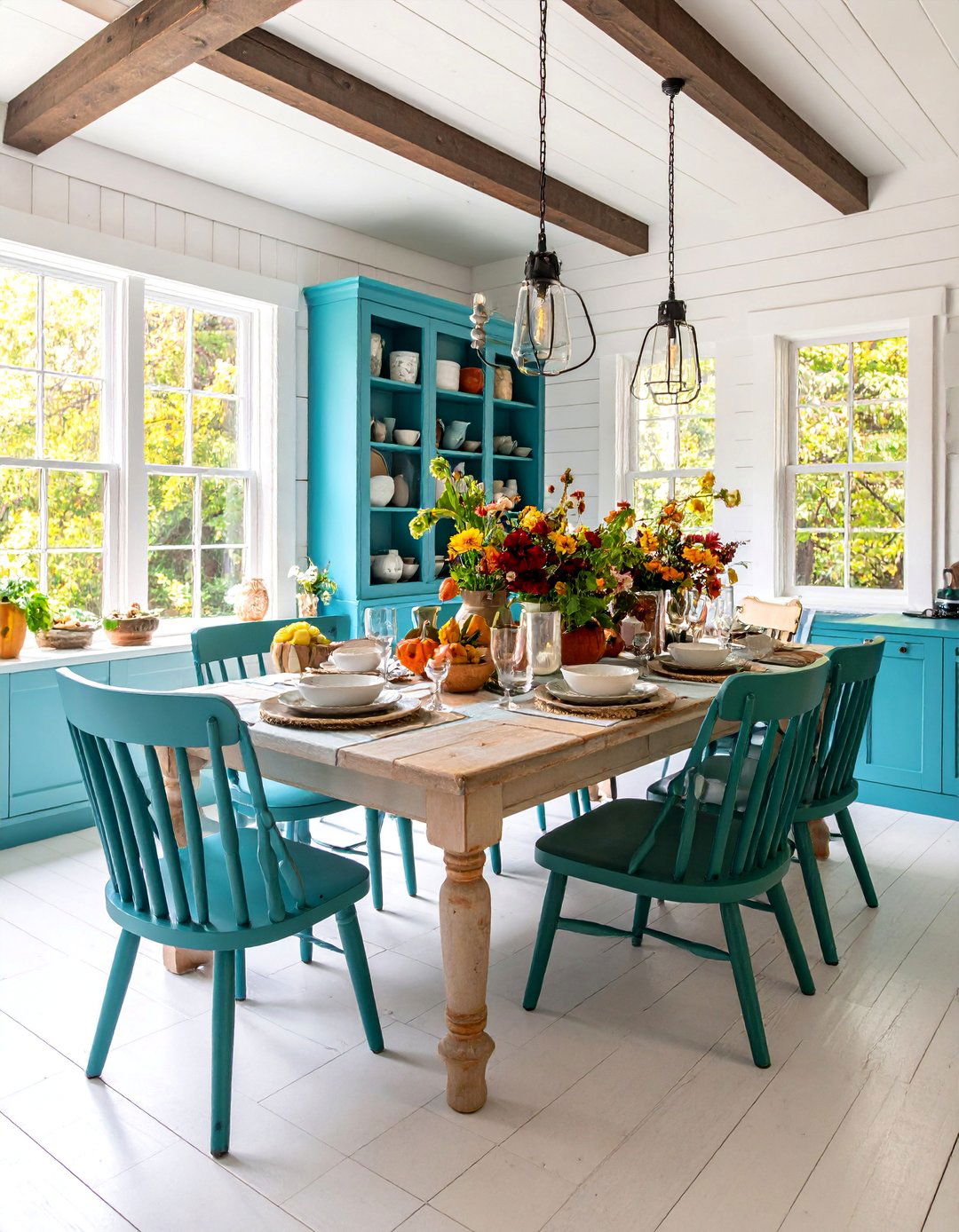 Teal Modern Farmhouse Style - 25 Teal Dining Room Ideas