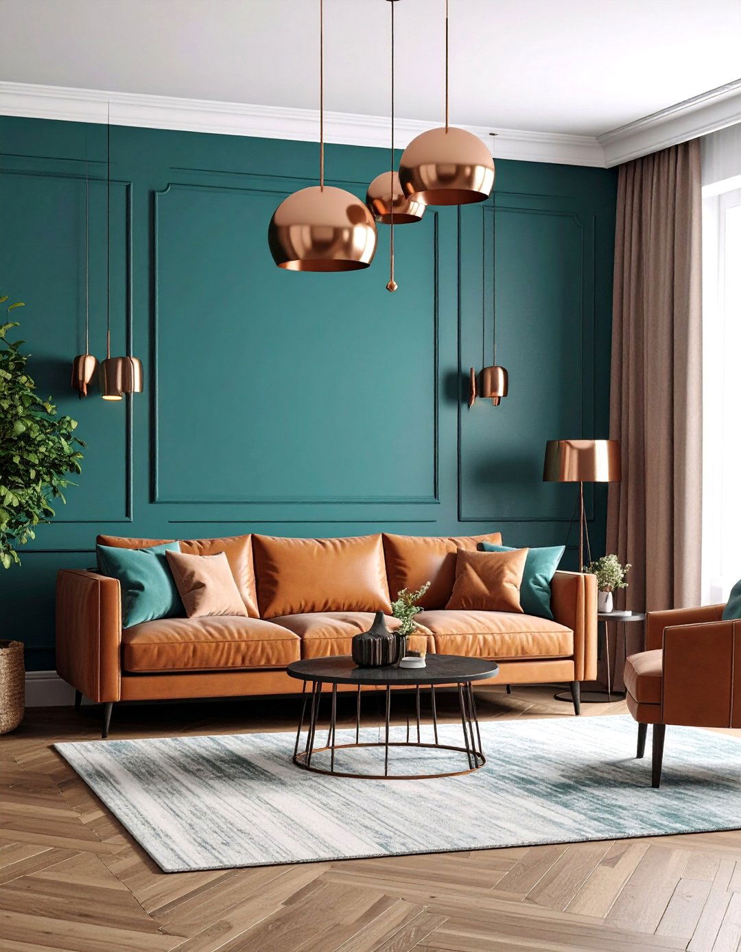 Teal and Copper Living Room - 25 Colorful Living Room Ideas