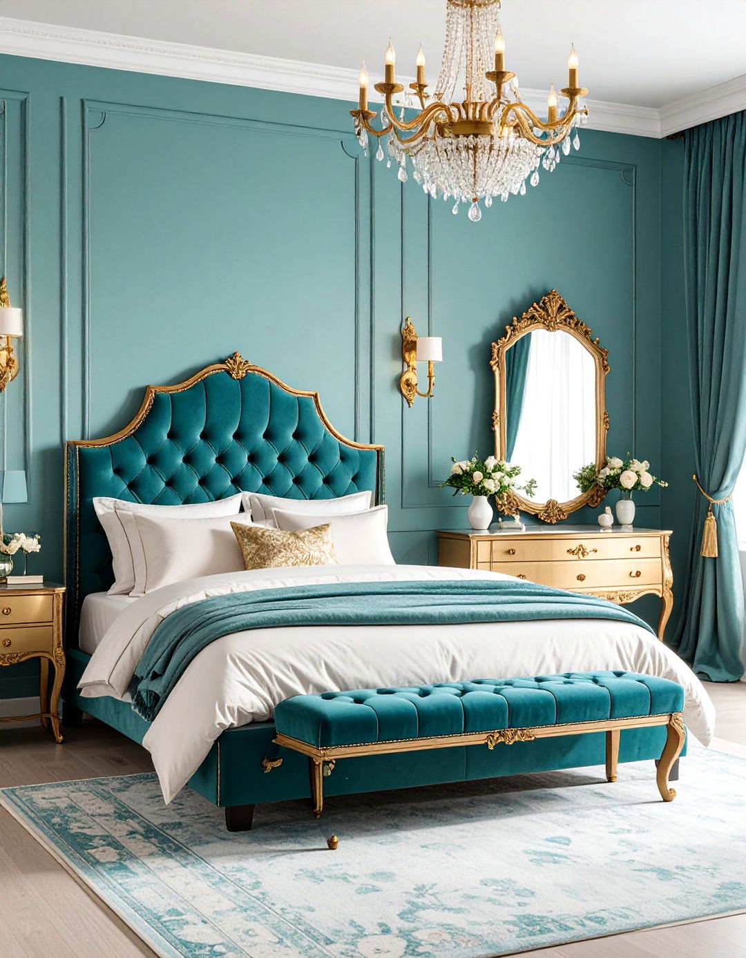 Teal and Gold Glam with Vintage Accents - 25 Girl Room Ideas for 10-year-olds