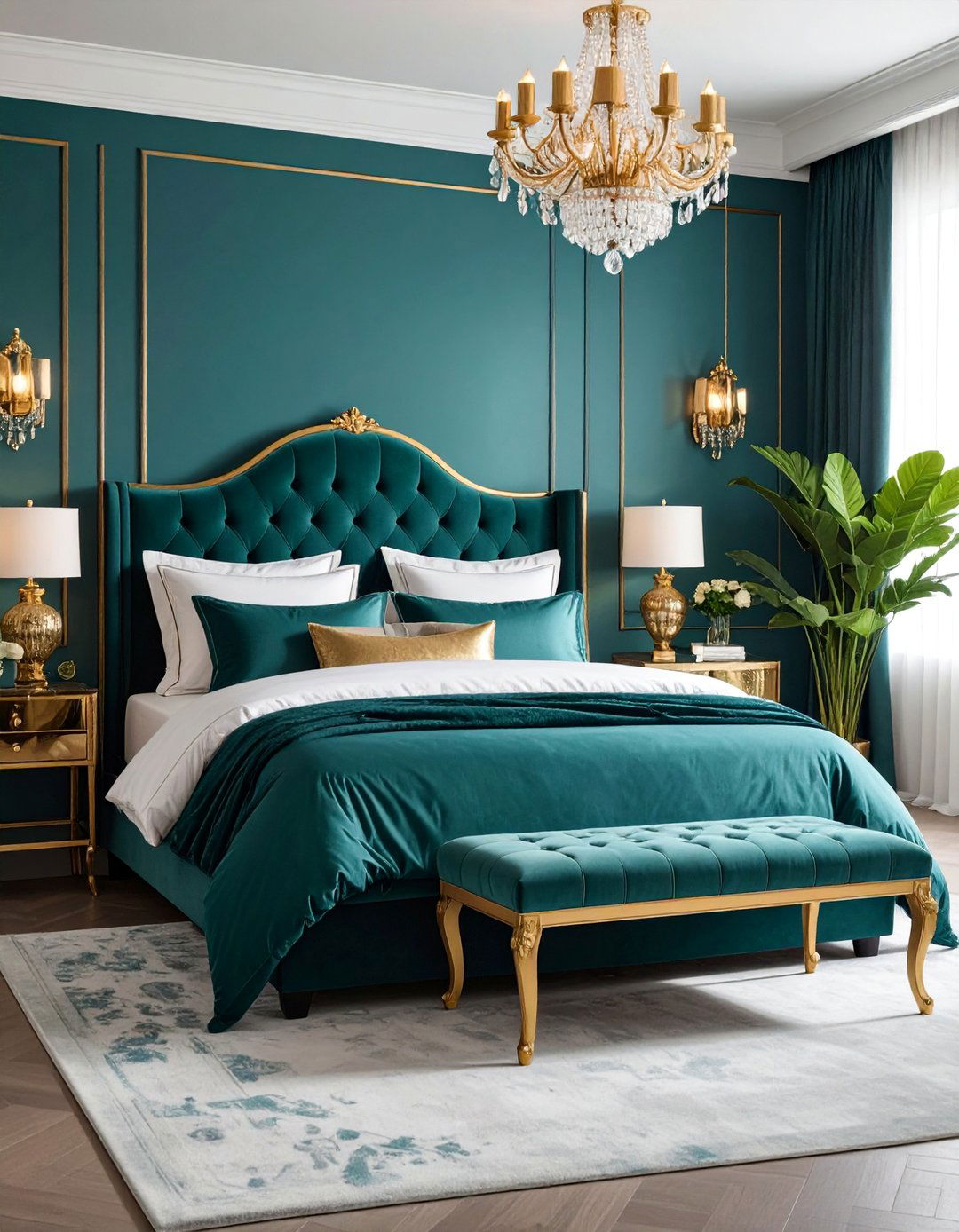 Teal and Gold Glamorous Bedroom - 25 Teal Bedroom Ideas