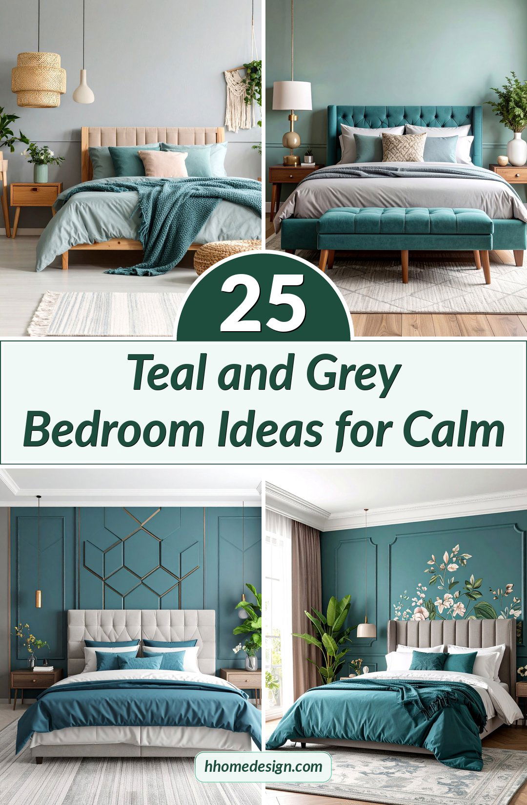 25 Teal and Grey Bedroom Ideas for Calm