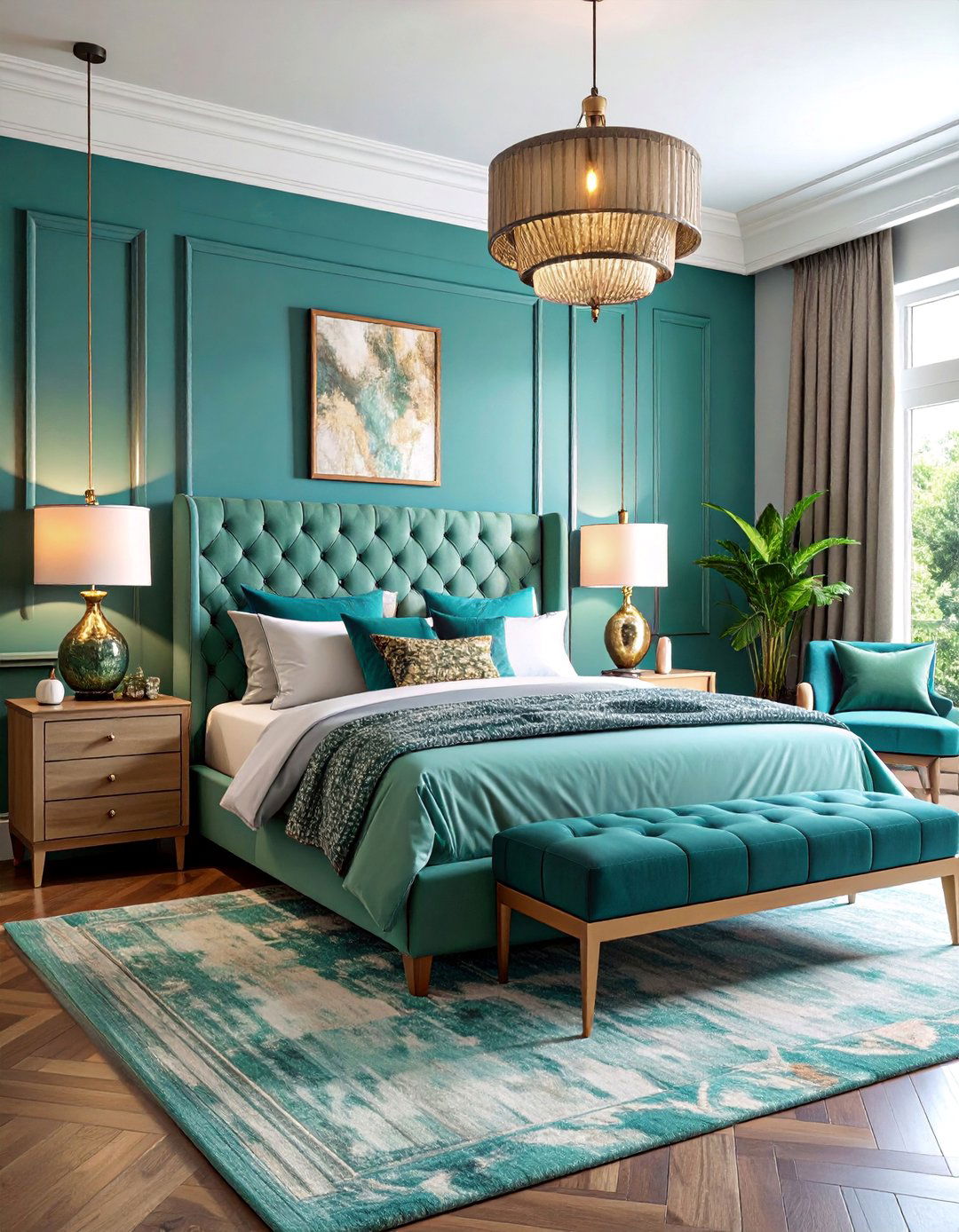 Teal and Grey Maximalist Paradise - 25 Teal and Grey Bedroom Ideas