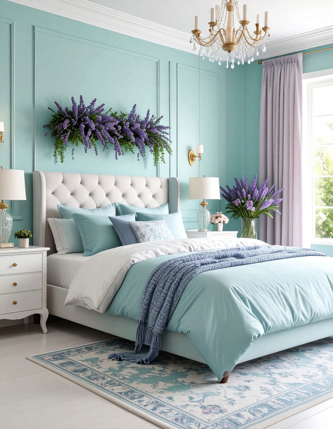 Teal and Lavender Feminine Bedroom - 25 Teal Bedroom Ideas