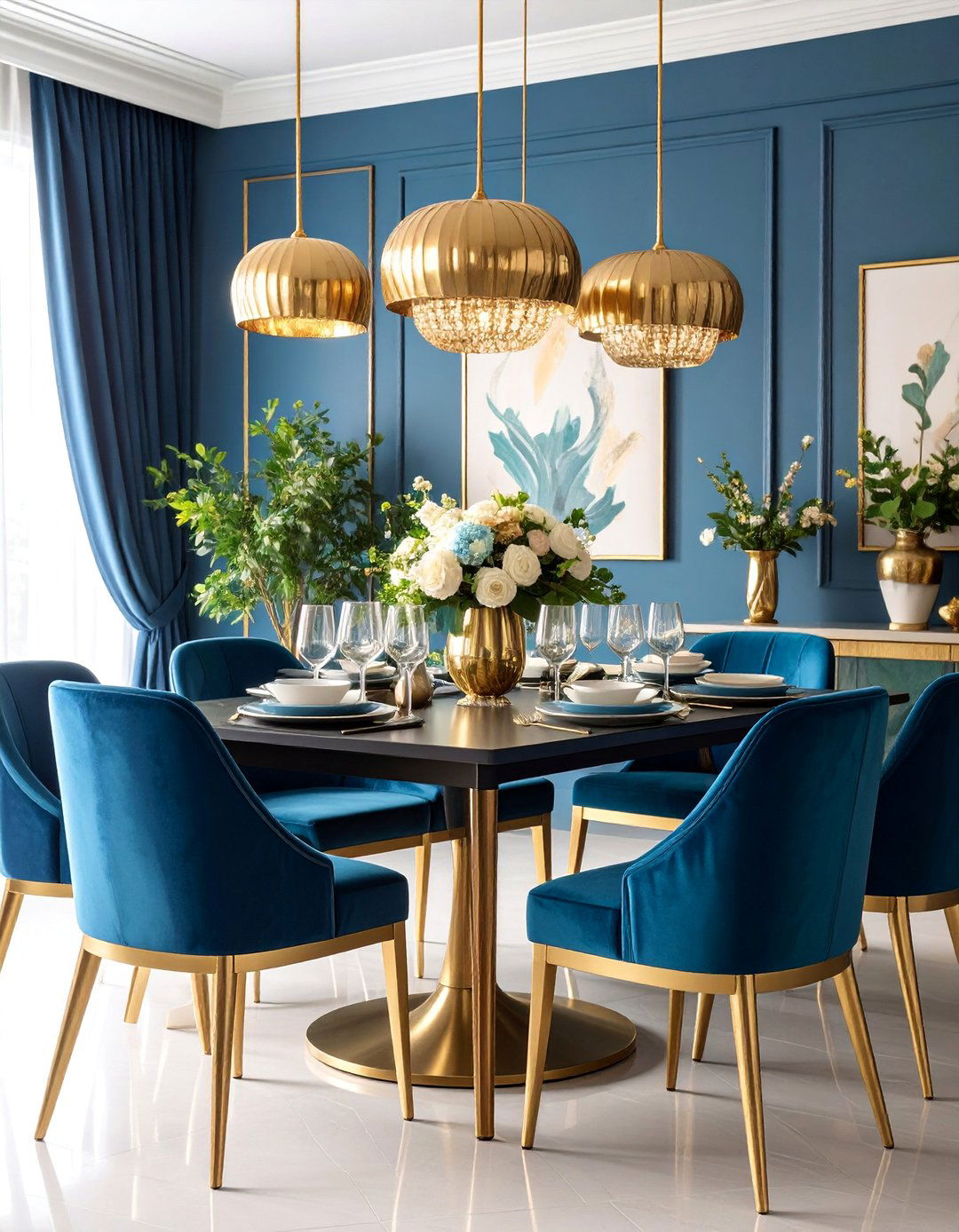 Teal and Navy Blue Sophisticated Palette - 25 Teal Dining Room Ideas