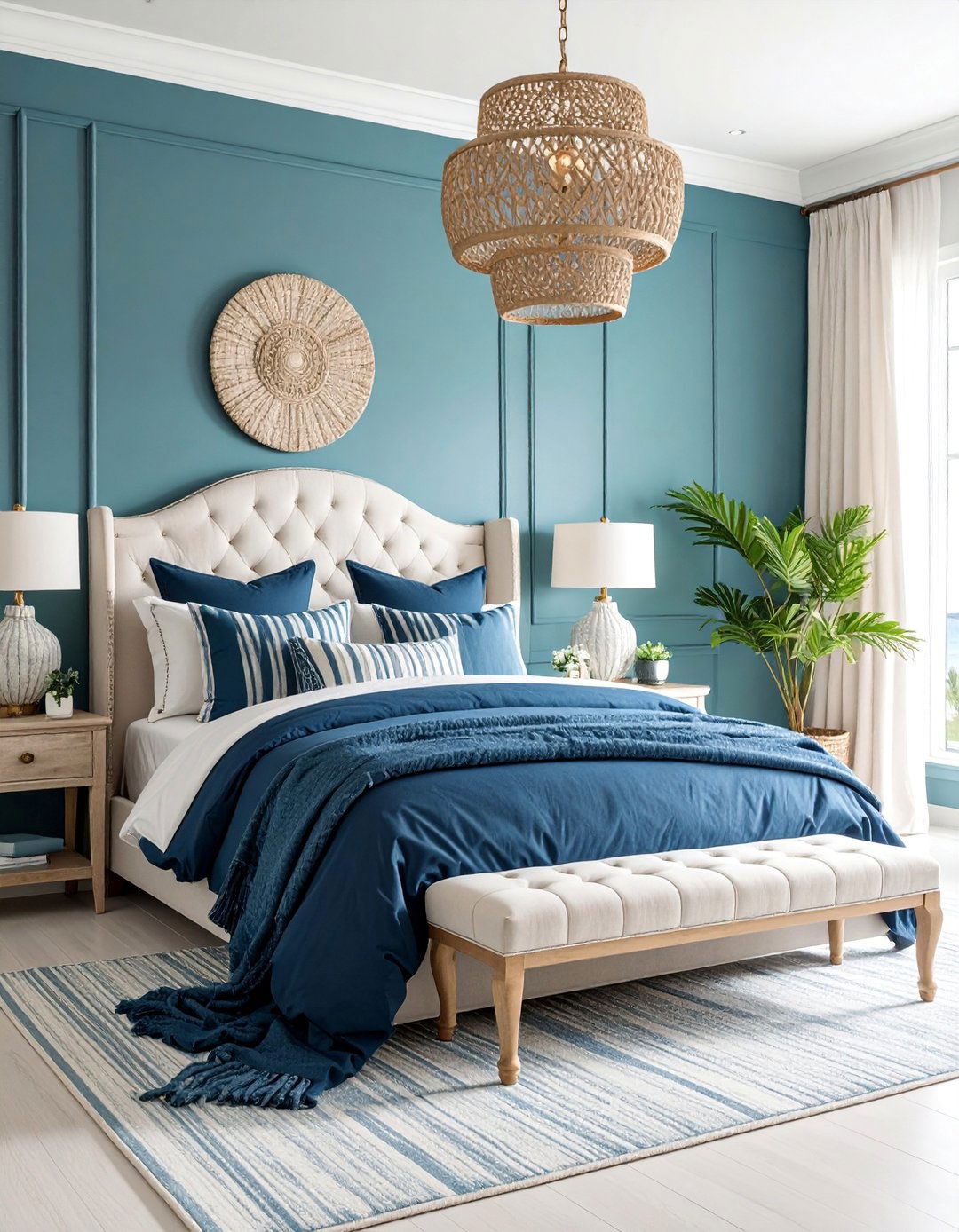 Teal and Navy Nautical Bedroom - 25 Teal Bedroom Ideas