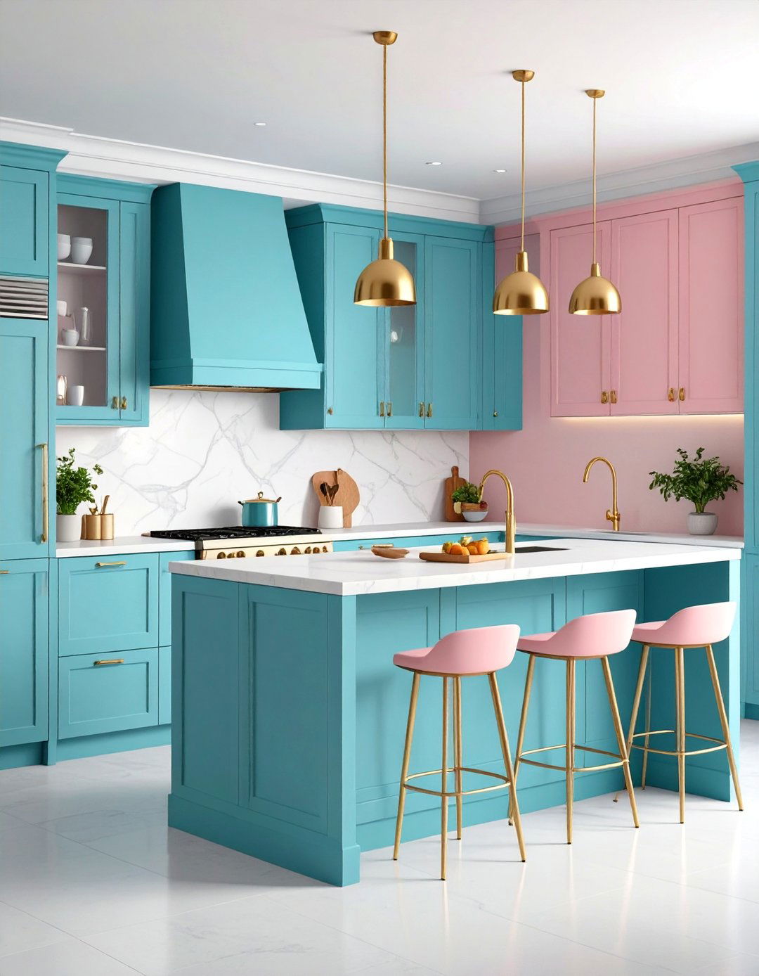 Teal and Pink Modern Kitchen Design - 25 Teal Kitchen Ideas
