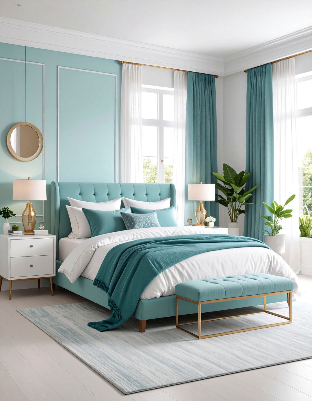 Teal and White Minimalist Bedroom - 25 Teal Bedroom Ideas