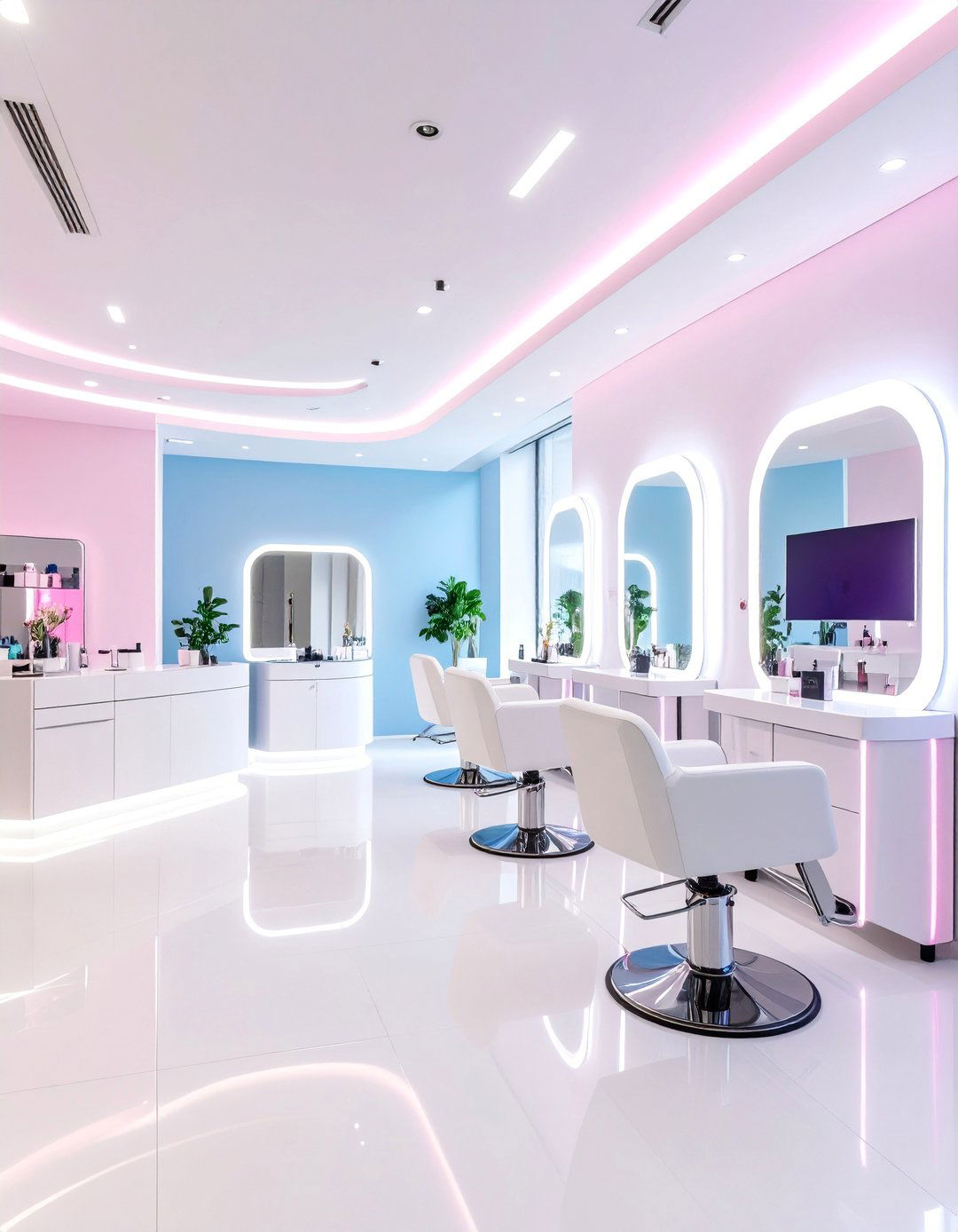 Tech Forward Salon with Smart Features - 25 Small Salon Interior Design Ideas