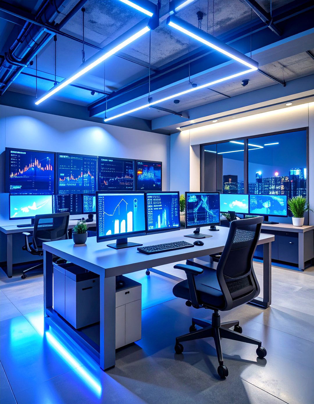 Tech Forward Smart Basement Office Hub - 25 basement office ideas