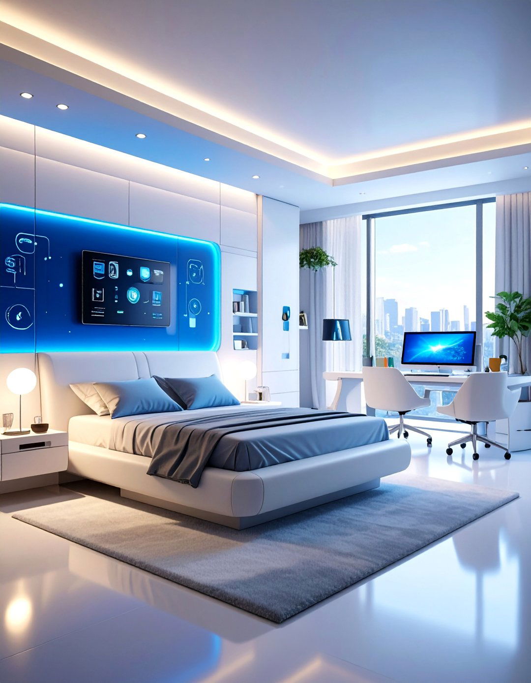 Tech Integrated Smart Bedroom - 25 Bedroom Office Ideas