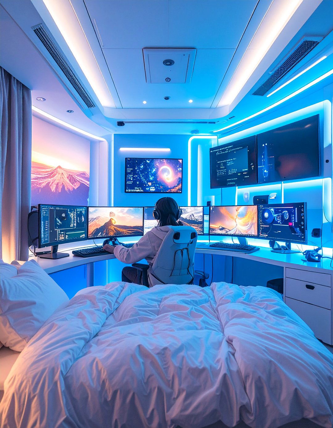 Tech Savvy Student Bedroom with Smart Features - 25 Student Bedroom Design Ideas
