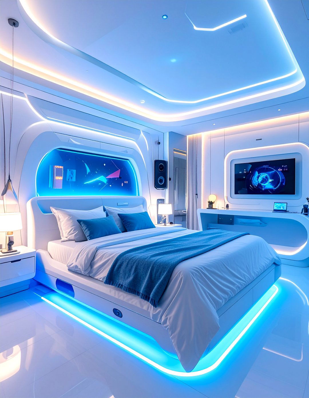 Tech Smart Bedroom with Futuristic Automation - 25 Man Cave Bedroom Ideas