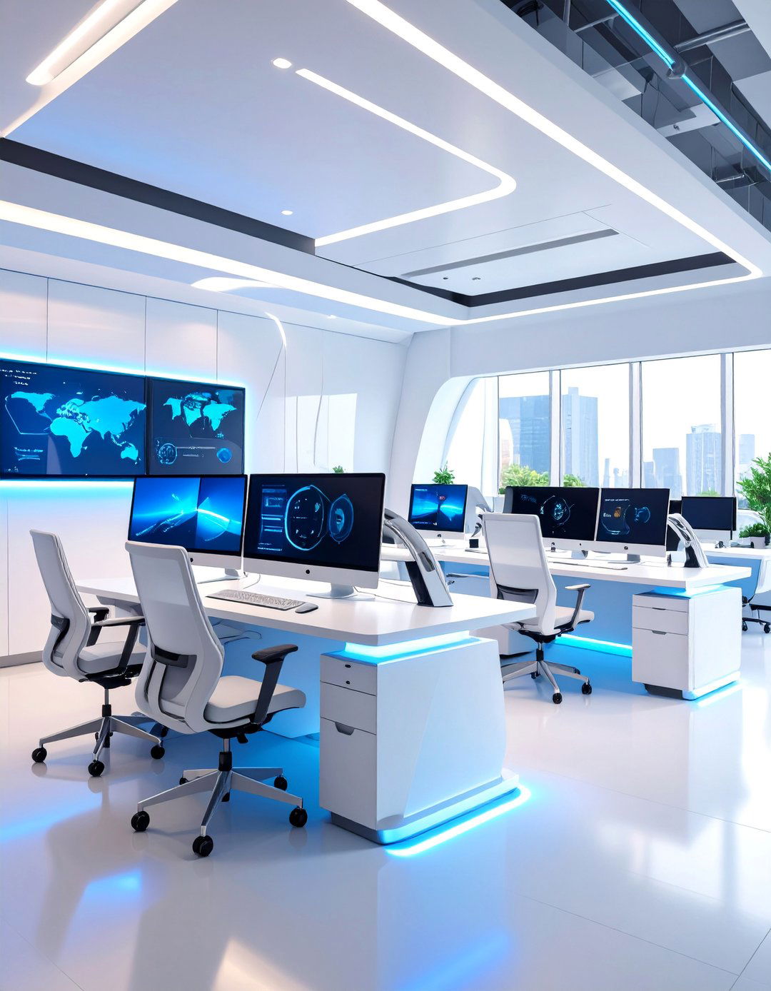 Tech Smart Office with Integrated Digital Solutions - 25 Small Office Ideas