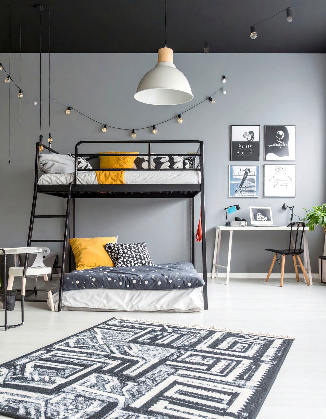 Teen Bedroom Loft Style - 25 Black Ceiling With Grey Walls