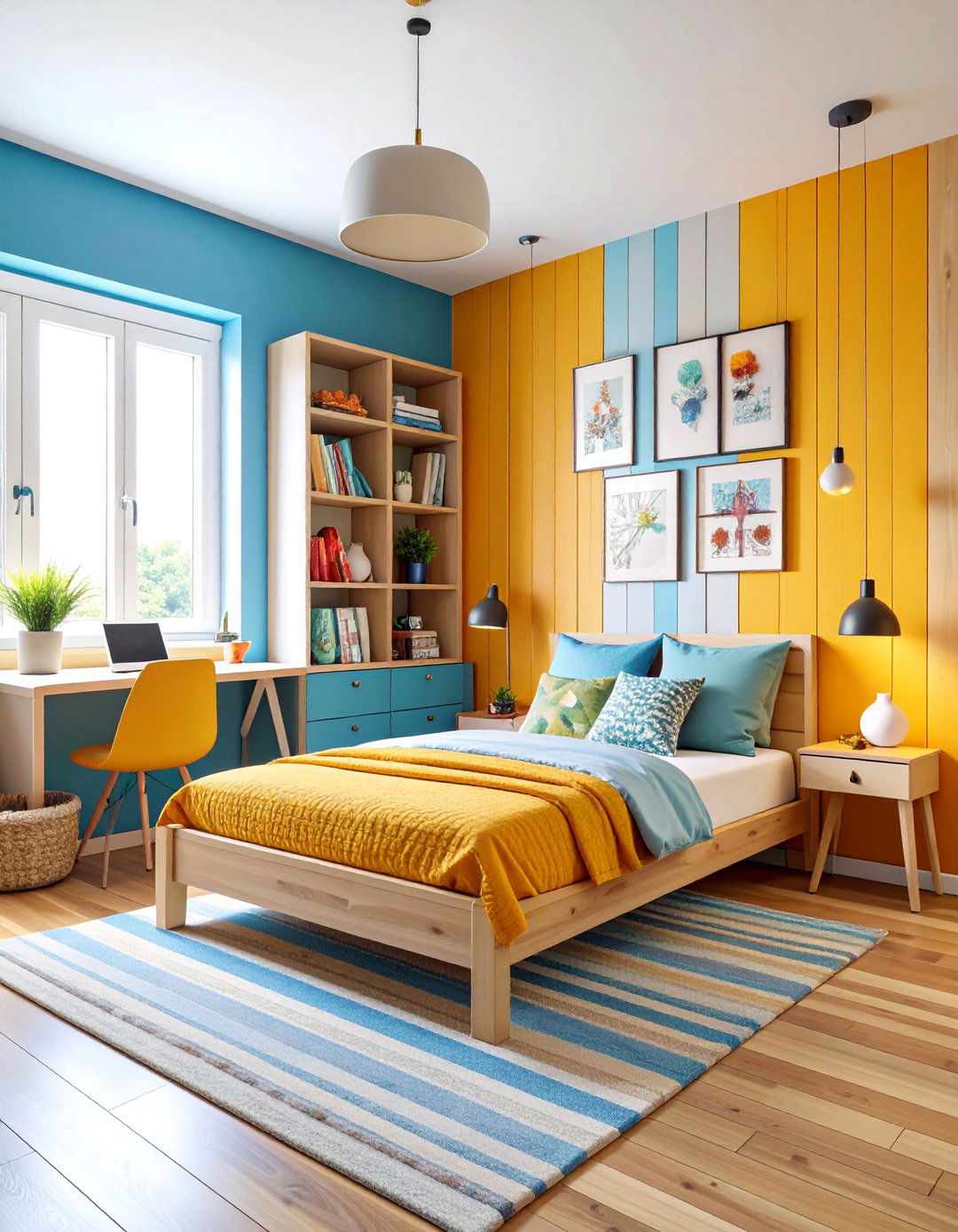Teen Bedroom Vertical Shiplap Feature Wall - 25 Shiplap Bedroom Ideas