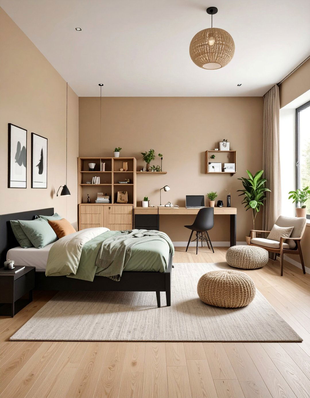 Teen Bedroom with Contemporary Style - 25 Black and Beige Bedroom Design Ideas
