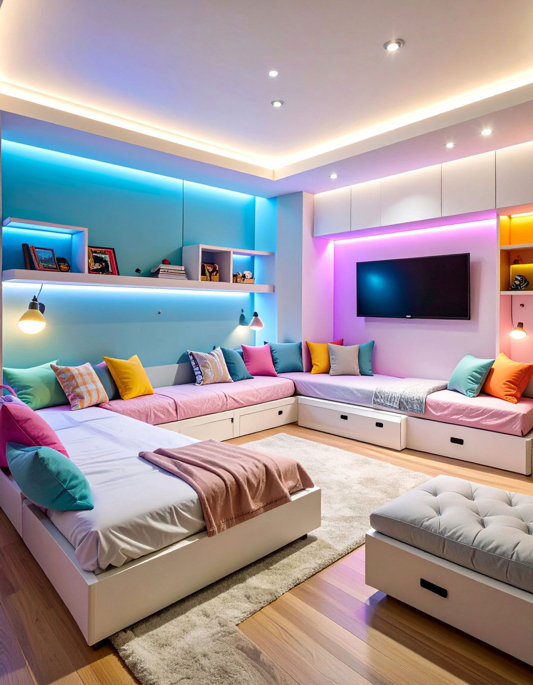 Teen Hangout Box Room with Daybed Seating and Entertainment Center - 25 Box Room Ideas