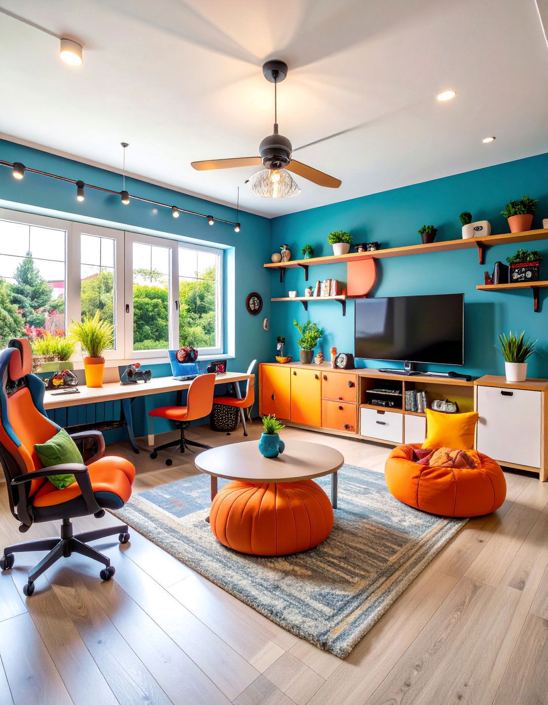 Teen Hangout Space with Gaming Setup - 25 Garage Conversion Ideas