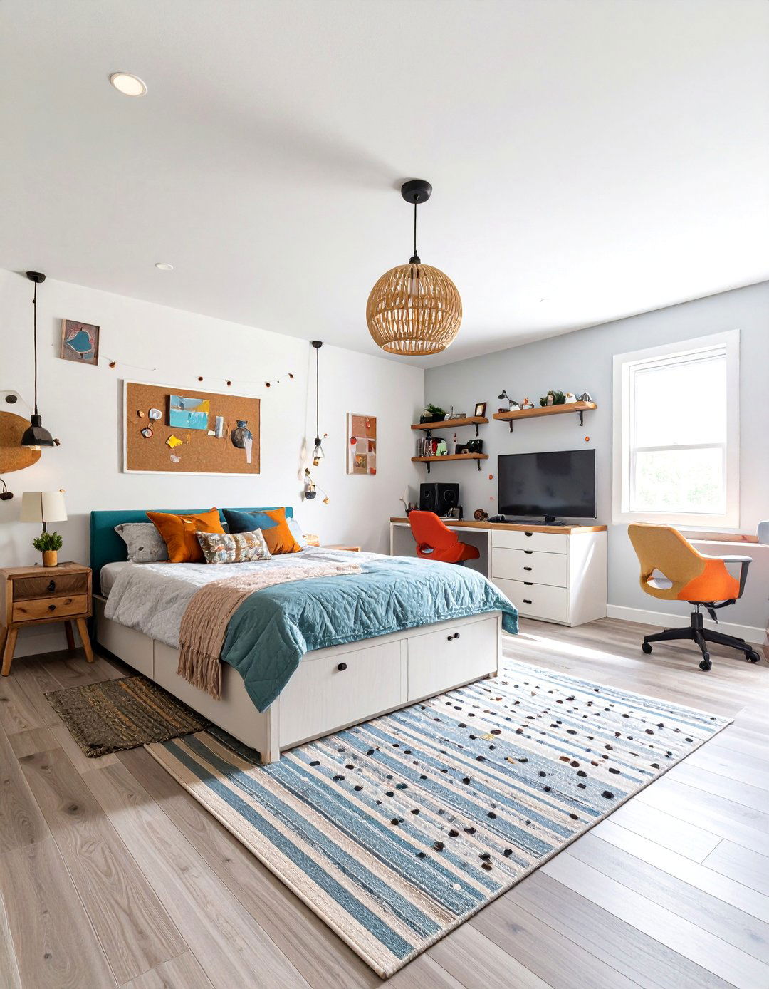 Teenage Hangout Basement Bedroom with Gaming Zone - 25 Basement Bedroom Ideas
