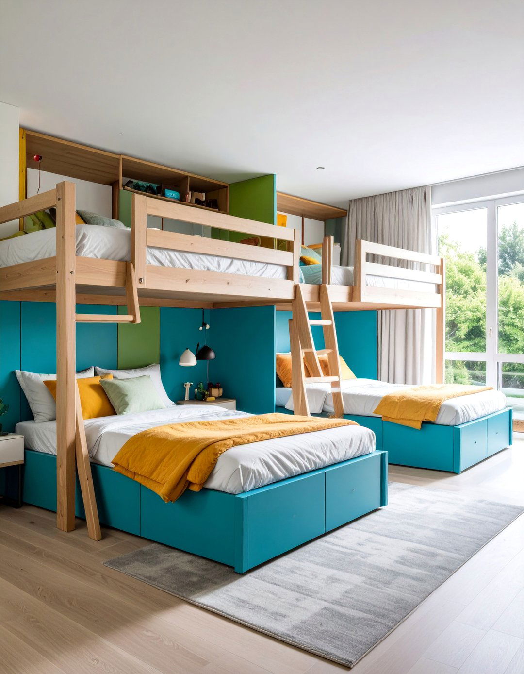 Teenage Loft Beds with Social Areas and Privacy Options - 25 2 Beds in One Small Room Ideas