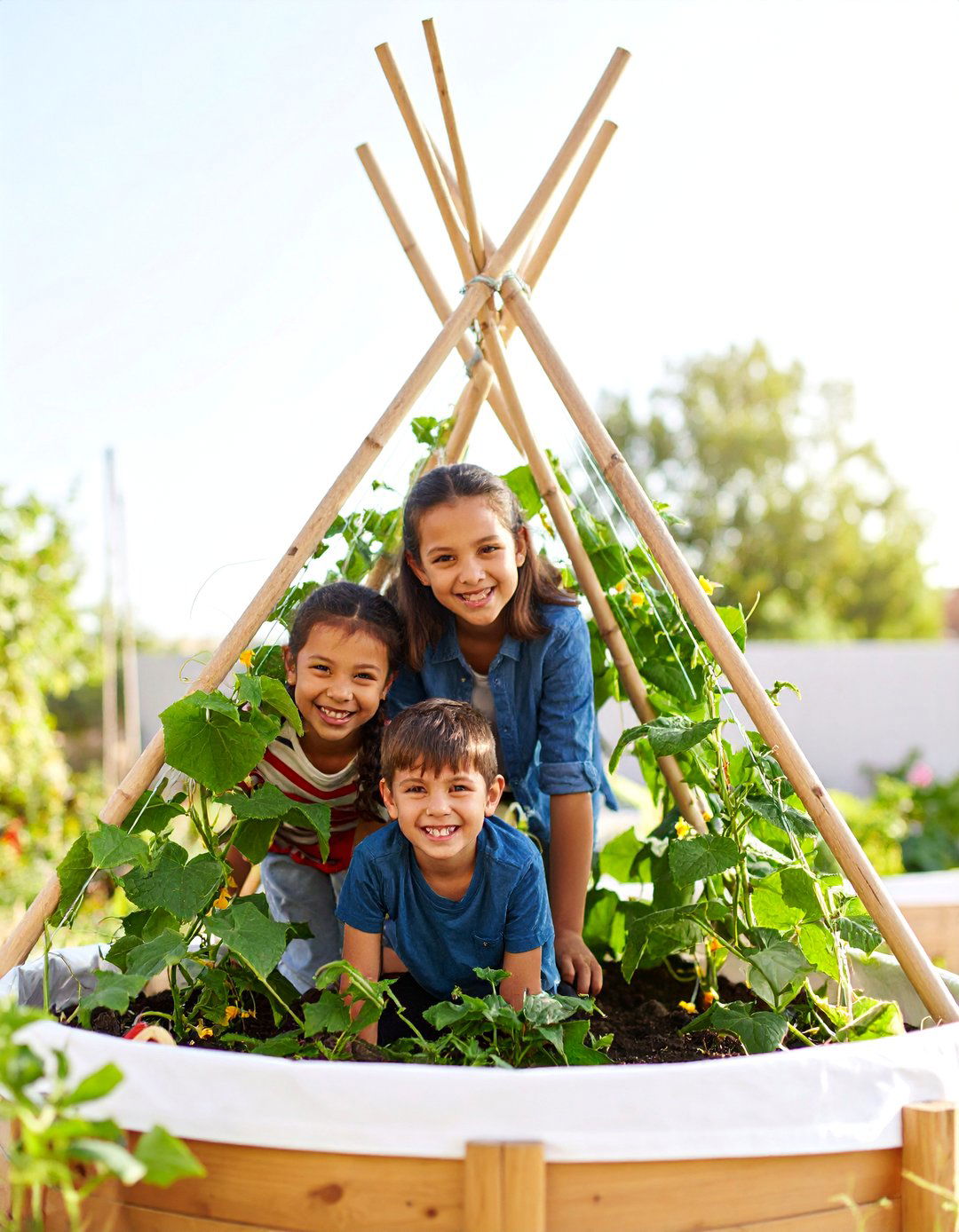 Teepee Style Cucumber Trellis Tower - 25 Cucumber Trellis Ideas