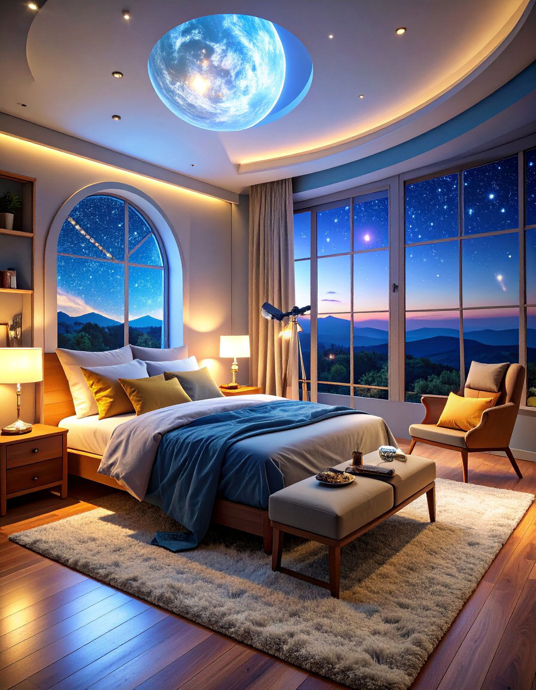 Telescope Observatory Bedroom Corner - 25 galaxy space-themed bedroom ideas