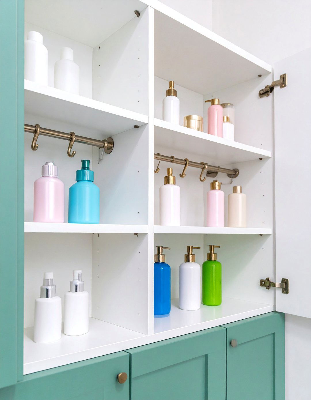 Tension Rod Cabinet Organization - 25 Small Bathroom Storage Ideas