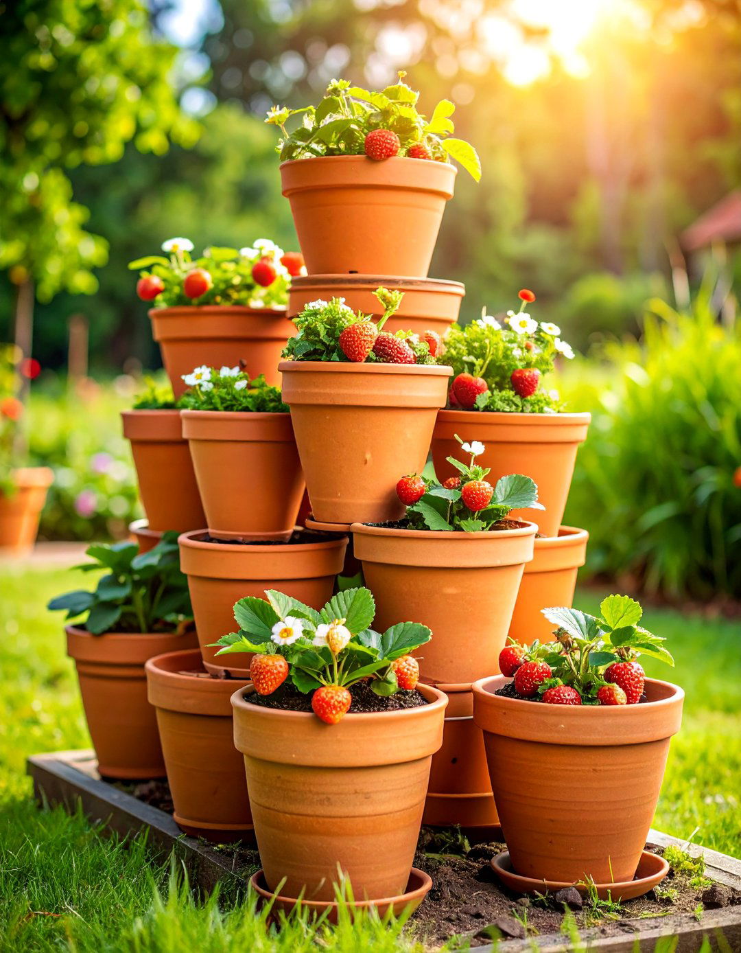 Terra Cotta Strawberry Pot Tower - 25 Strawberry Planter Ideas