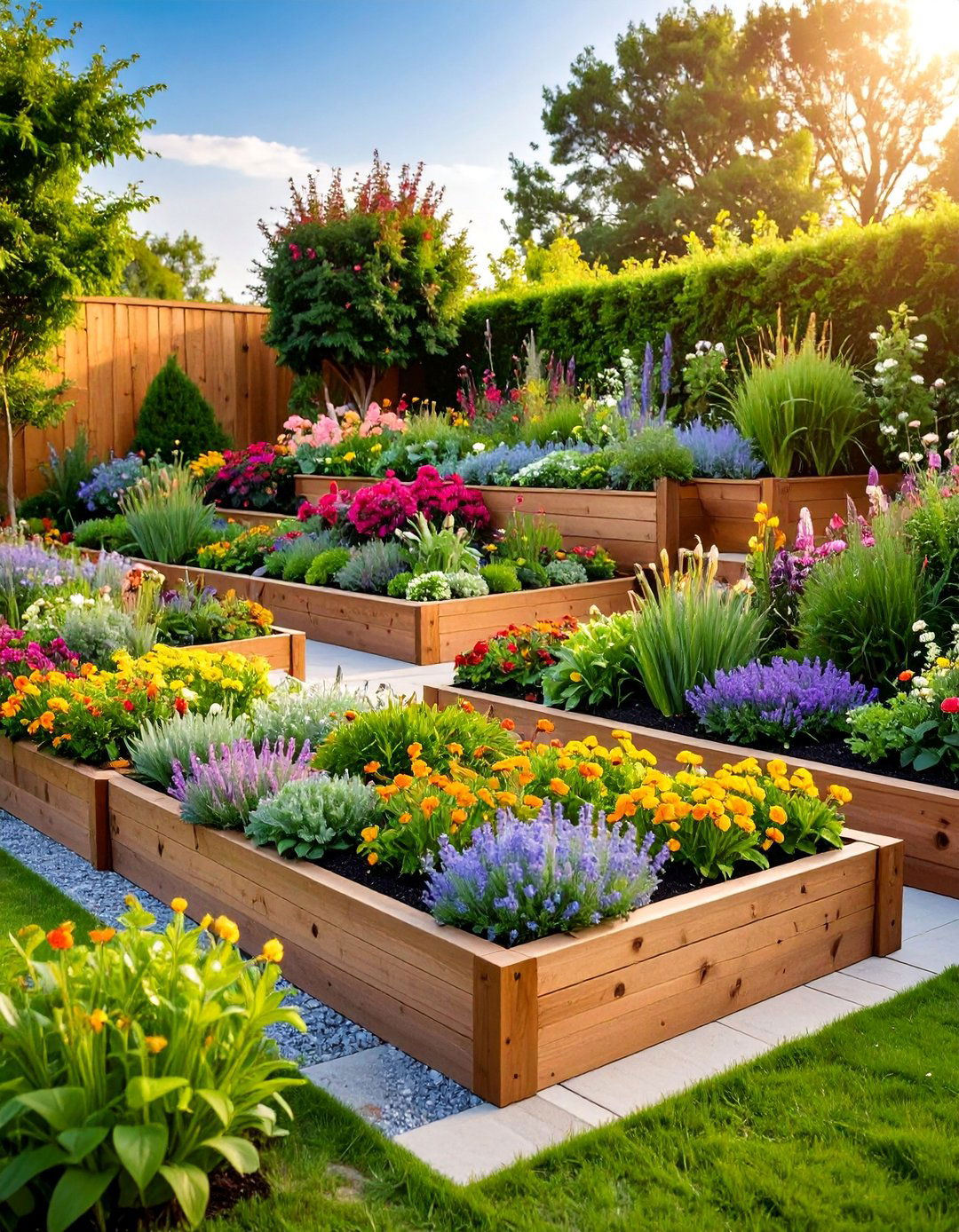 Terraced Cutting Garden with Seasonal Flowers - 25 Terraced Garden Ideas