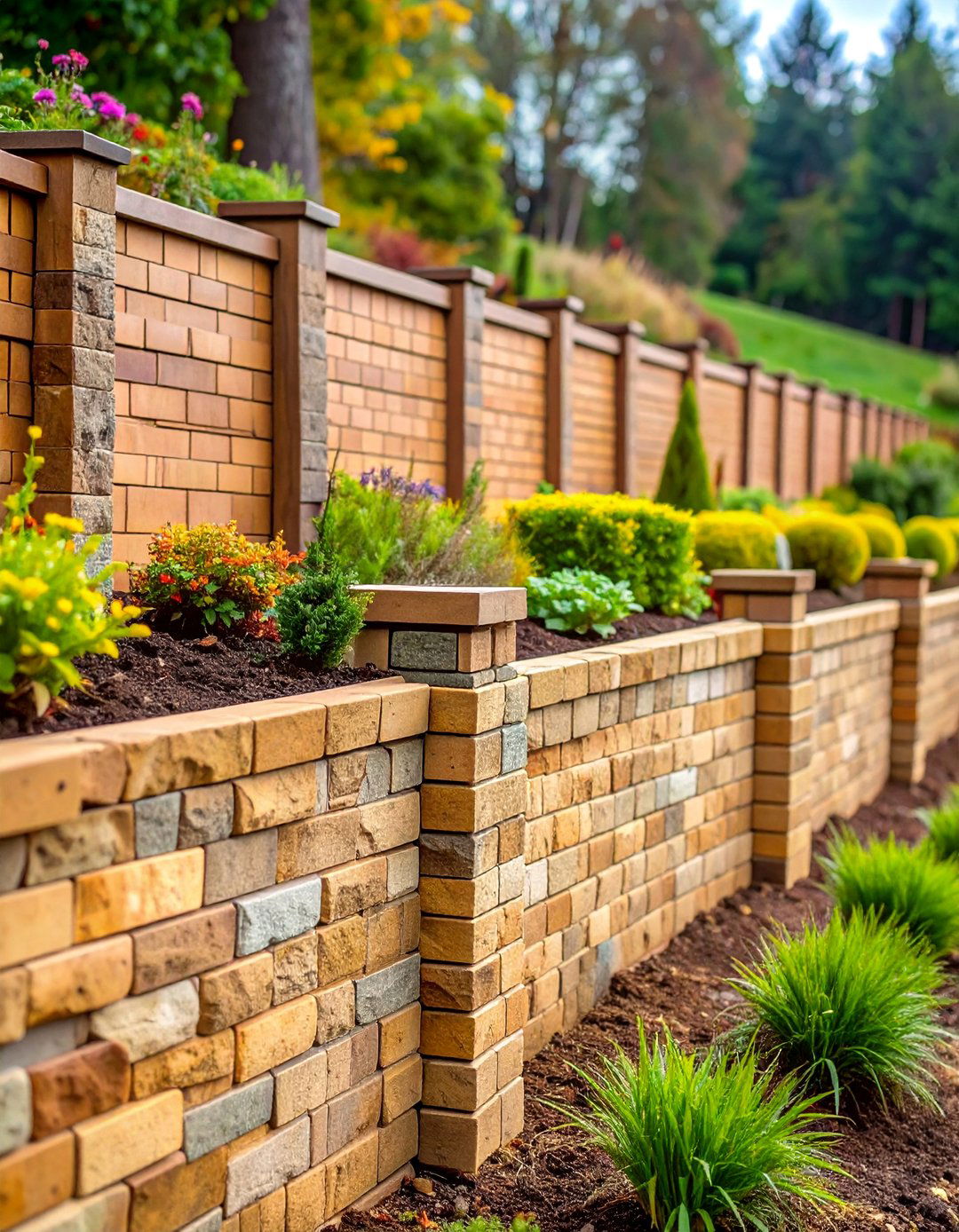 Terraced Garden Wall Block Fence System - 25 Cinder Block Fence Ideas