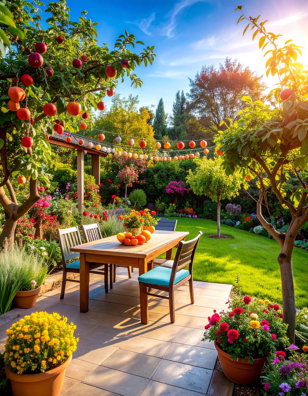 Terraced Orchard Garden with Dwarf Fruit Trees - 25 Terraced Garden Ideas