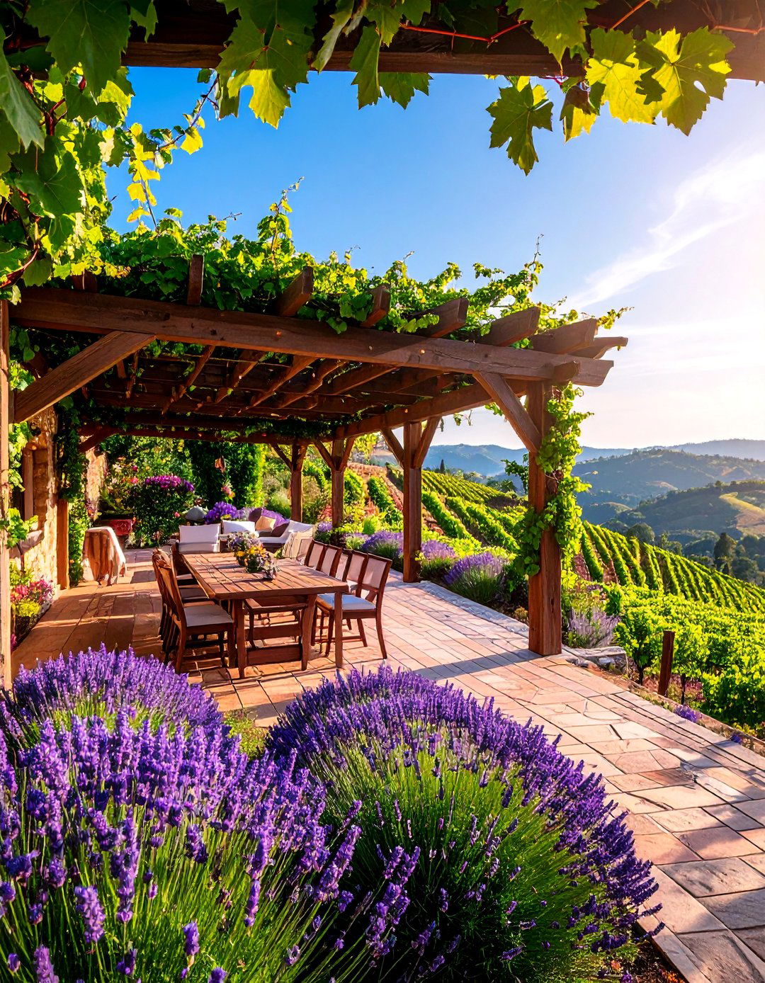 Terraced Wine Country Garden with Grapevines - 25 Terraced Garden Ideas