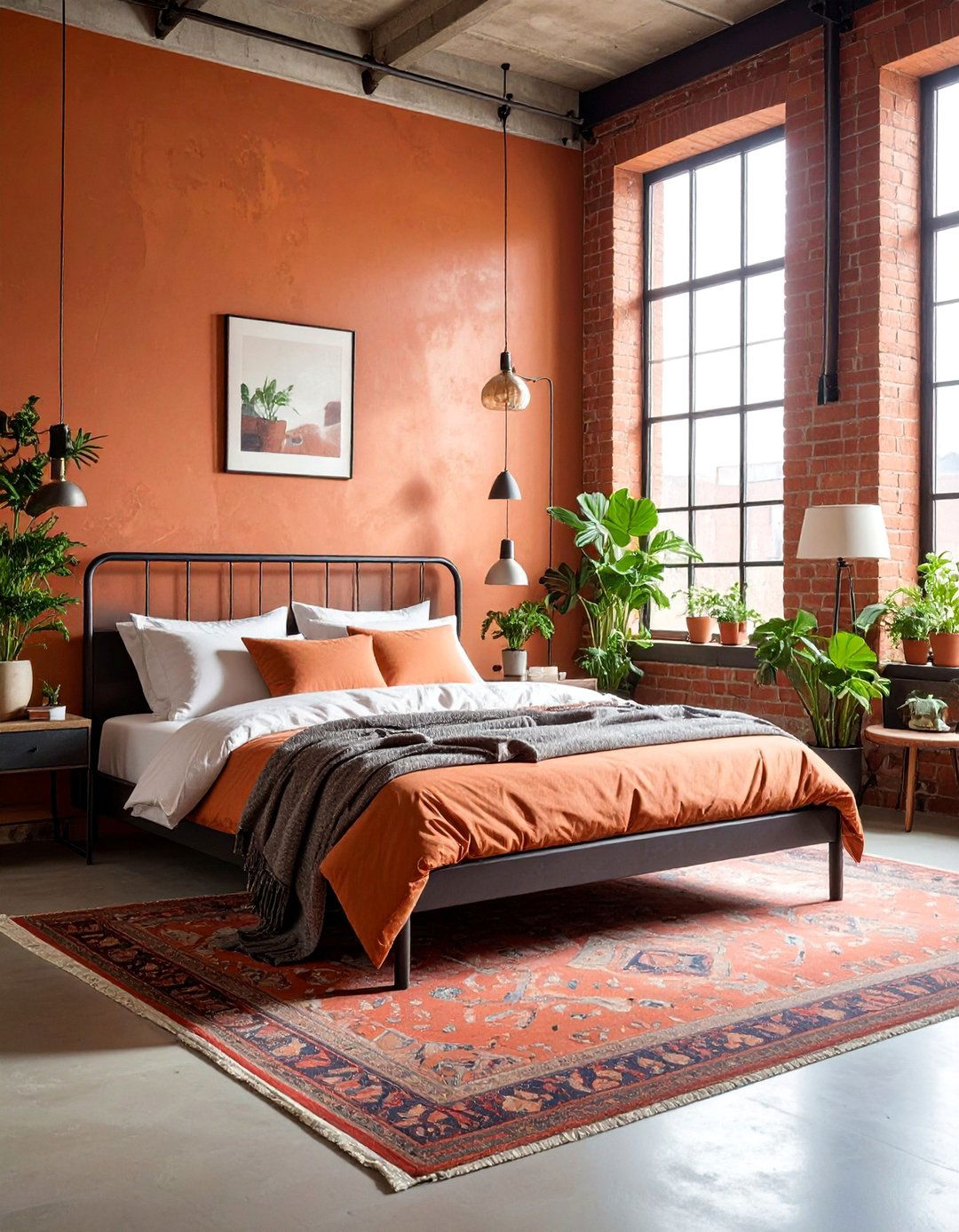 Terracotta Bedroom with Industrial Loft Edge - 25 Terracotta Bedroom Ideas