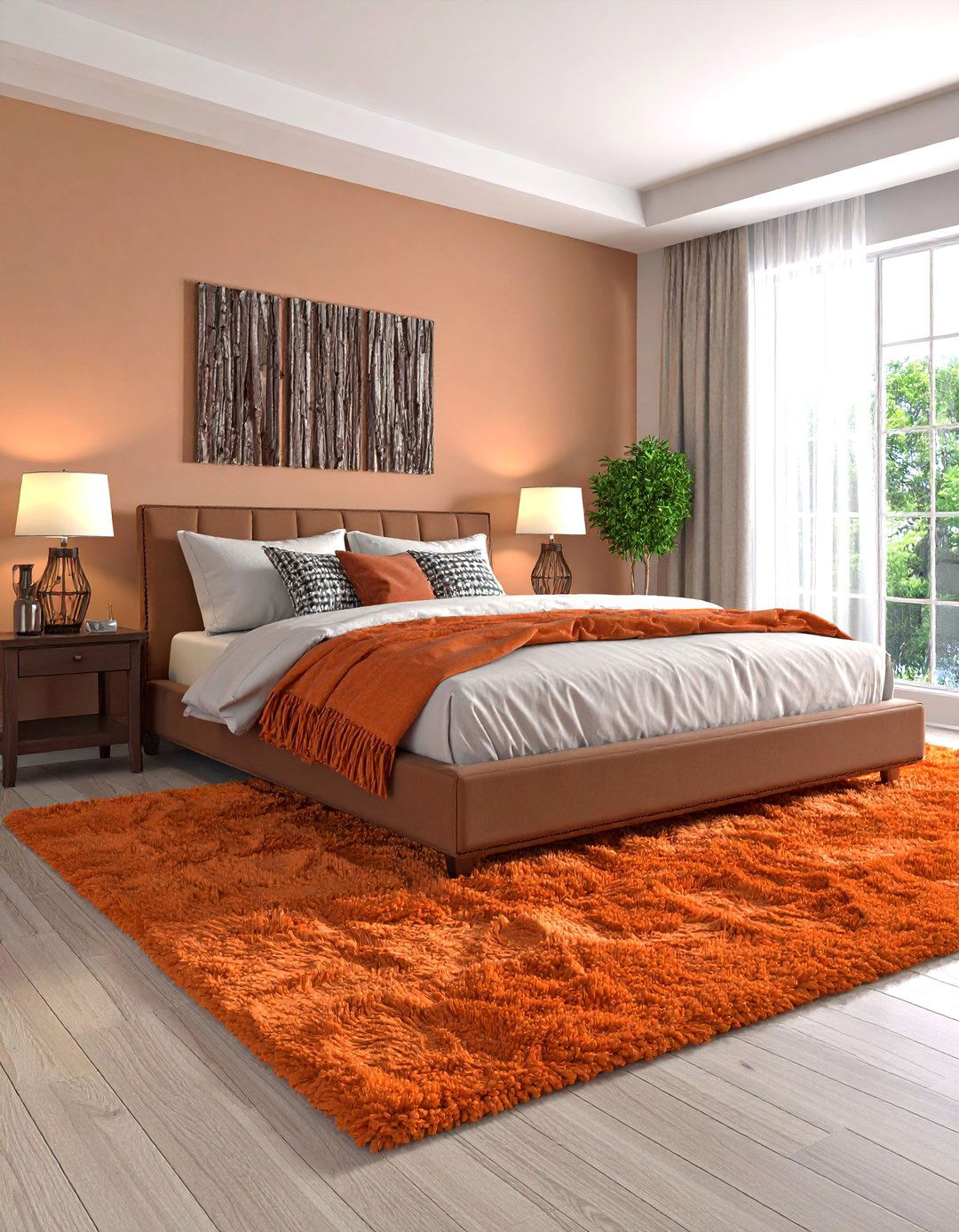 Terracotta Earthy Tone Carpet - 25 Bedroom Carpet Ideas