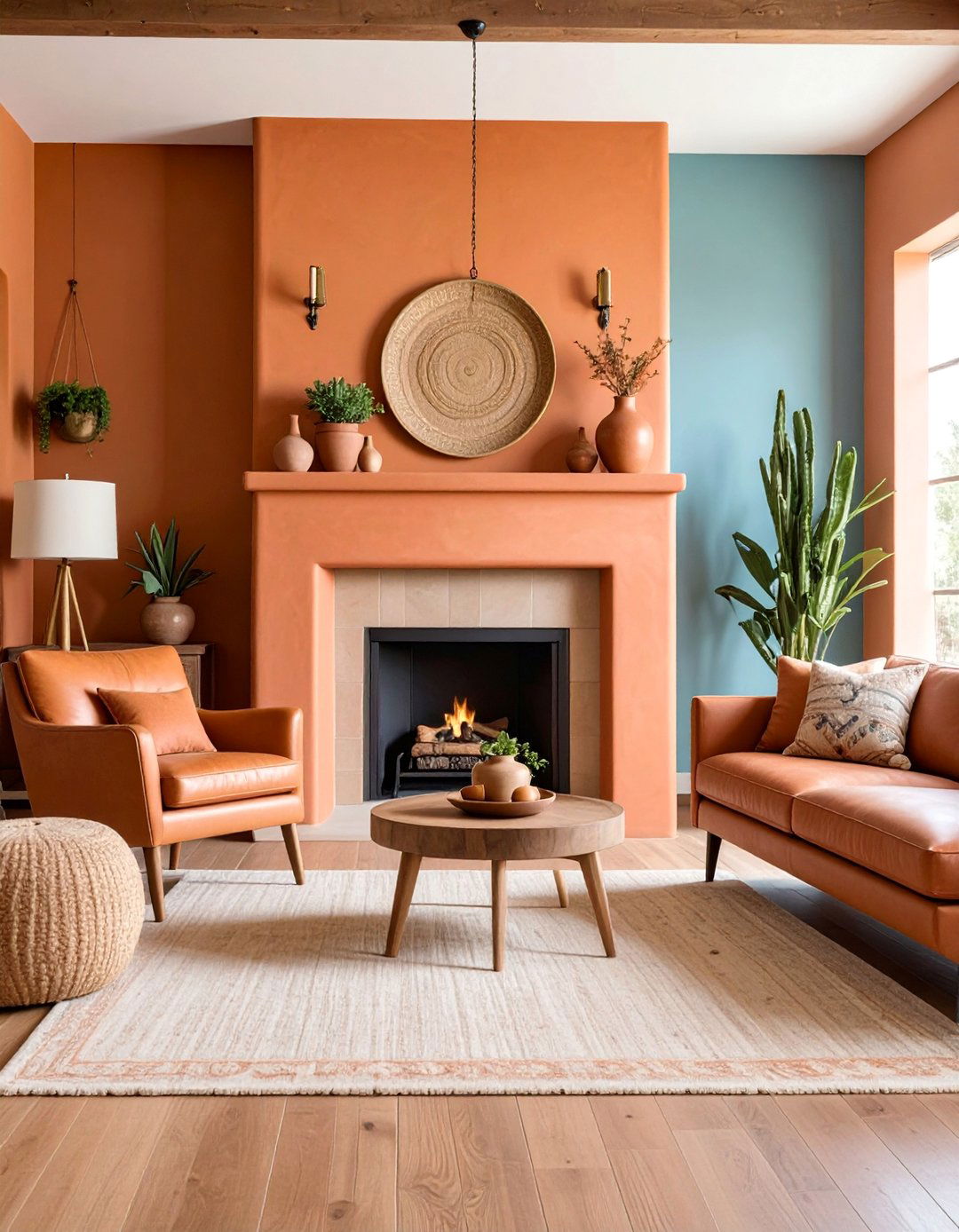 Terracotta Fireplace with Earthy Warmth - 25 Fireplace Paint Ideas