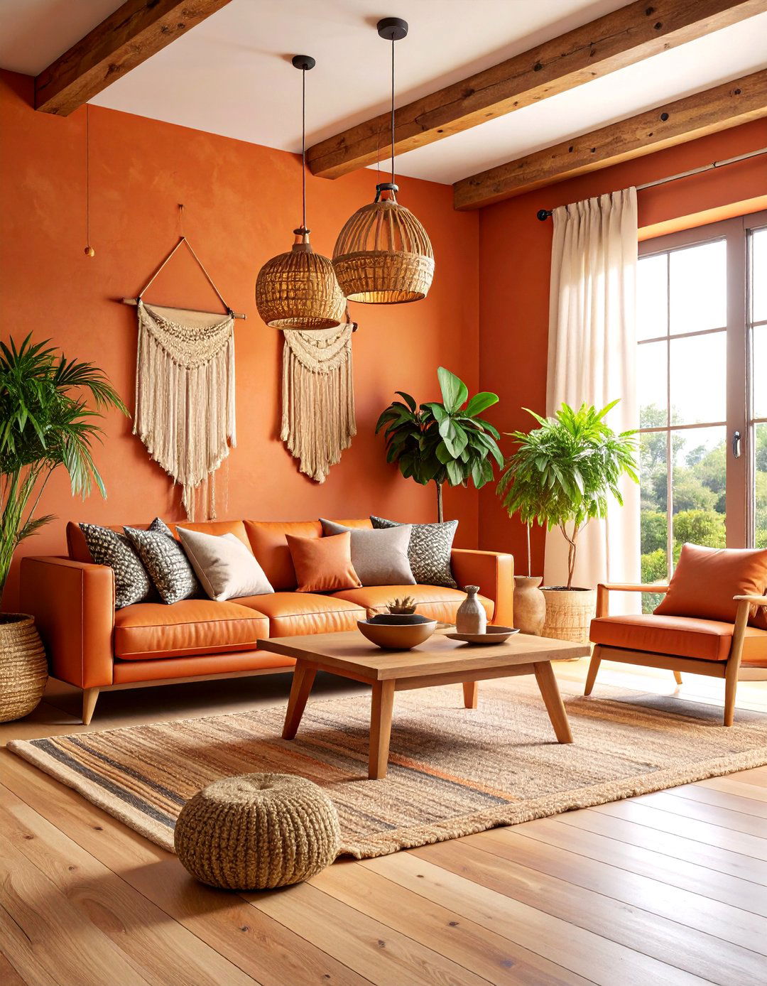 Terracotta Living Room with Natural Textures - 25 Mexican Interior Paint Colors