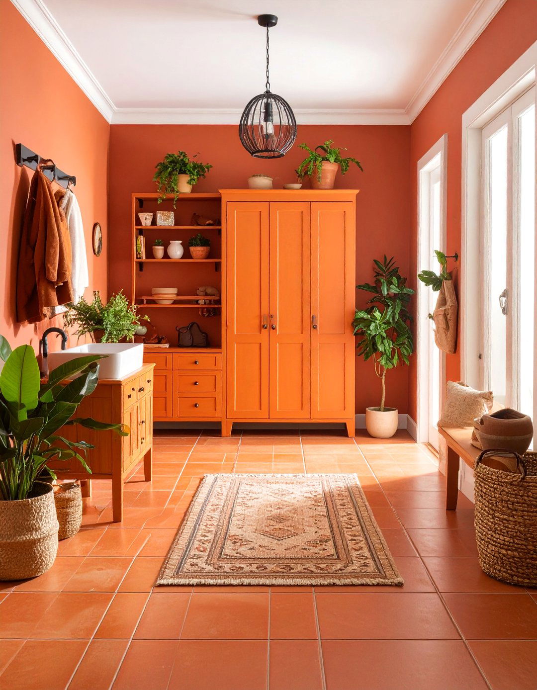 Terracotta Mediterranean Style Mudroom Tiles - 25 Mudroom Tile Floor Ideas