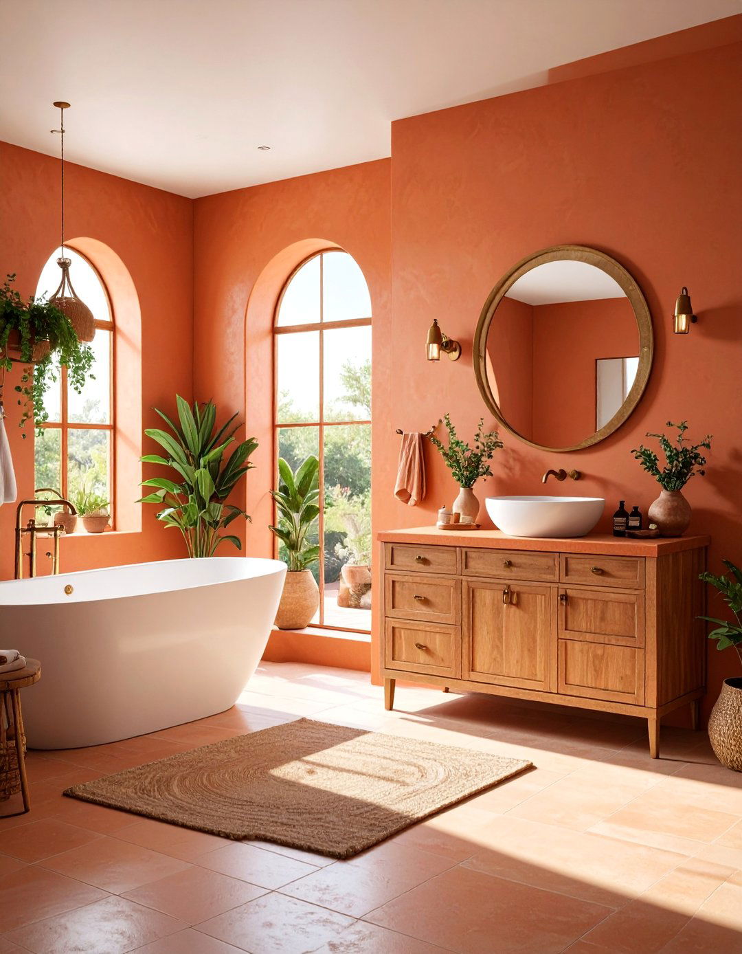 Terracotta and Brass Rustic Luxury - 25 Gold Bathroom Ideas
