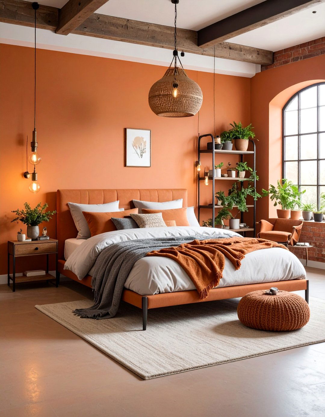 Terracotta and Brass Warm Industrial Mix - 25 Orange Bedroom Ideas