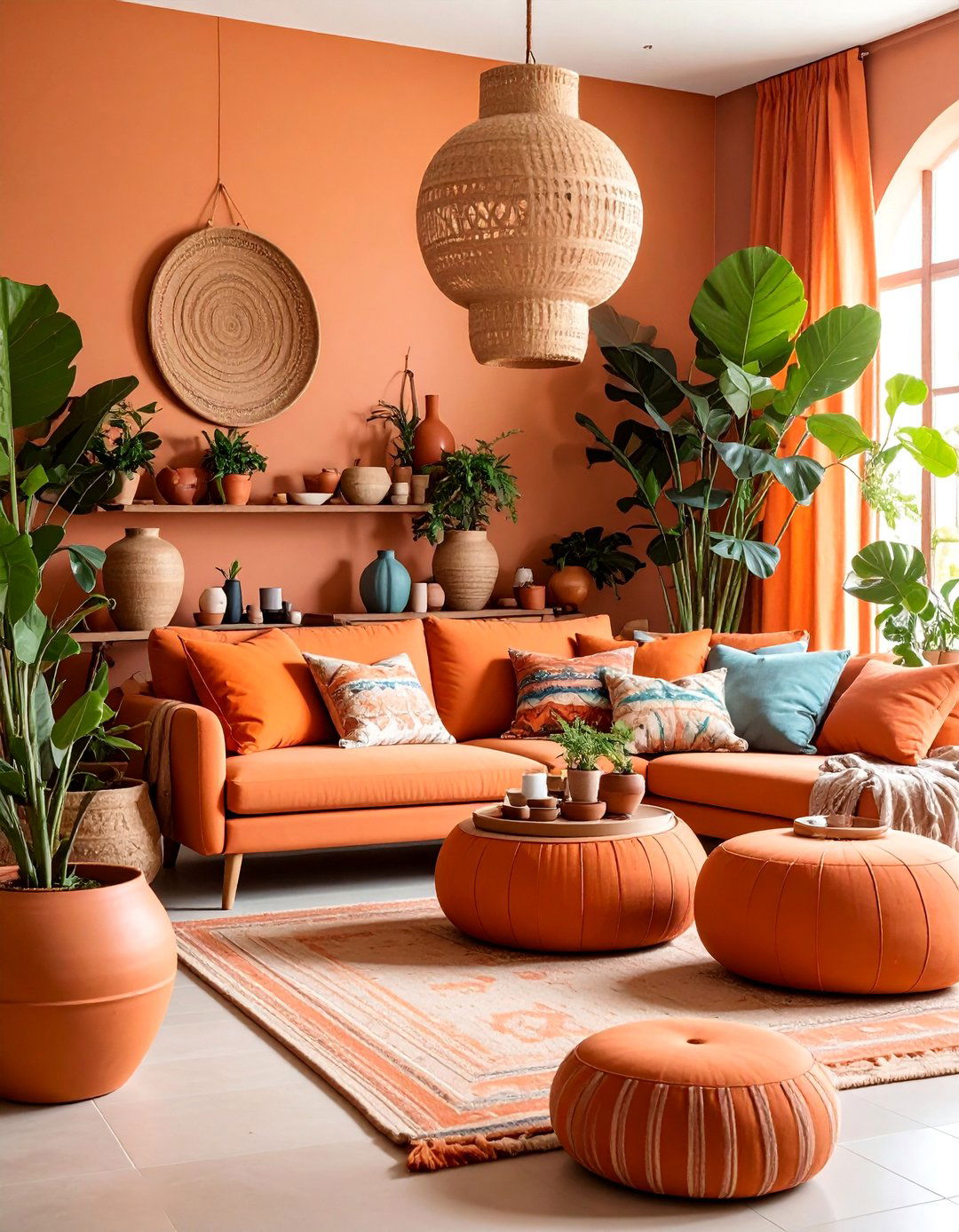 Terracotta and Clay Accent Living Room - 25 Natural Living Room Ideas